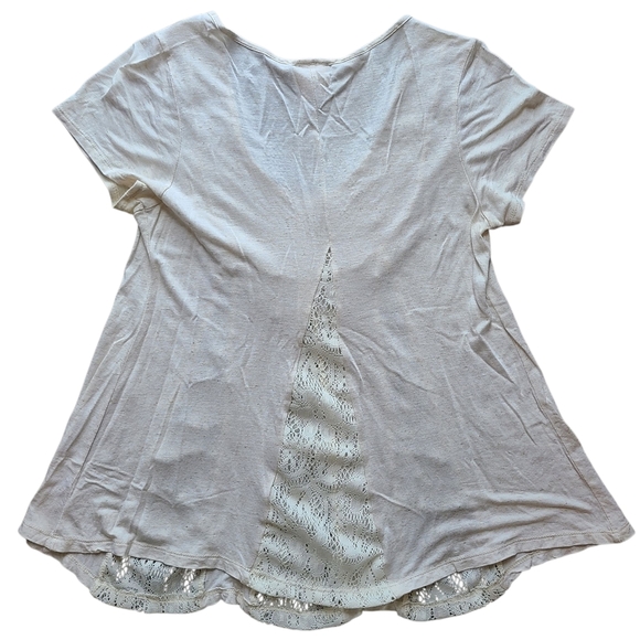 Boho Beaded Lace Top Ivory Daytrip Buckle Large | Y2K Preppy Festival Blouse - Picture 2 of 7